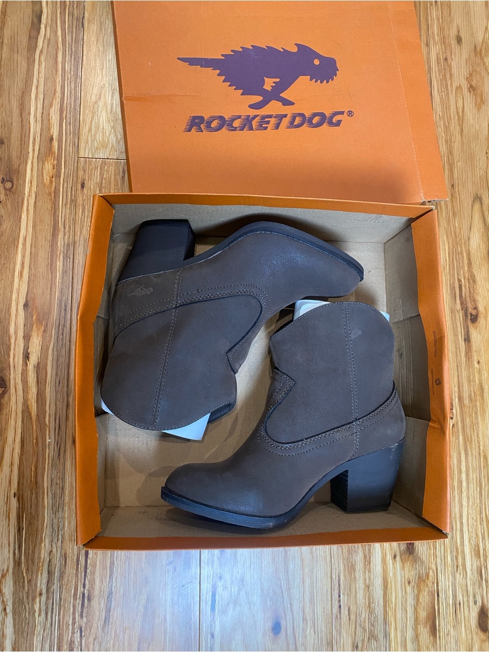 Rocket Dog Dark Brown Suede Ankle Booties with Block Heel
